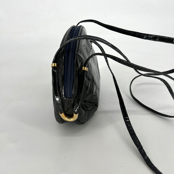 Vtg Saks‎ Fifth Avenue Handbag Green Crossbody Italy Circle Ball Patent Leather - Picture 3 of 15